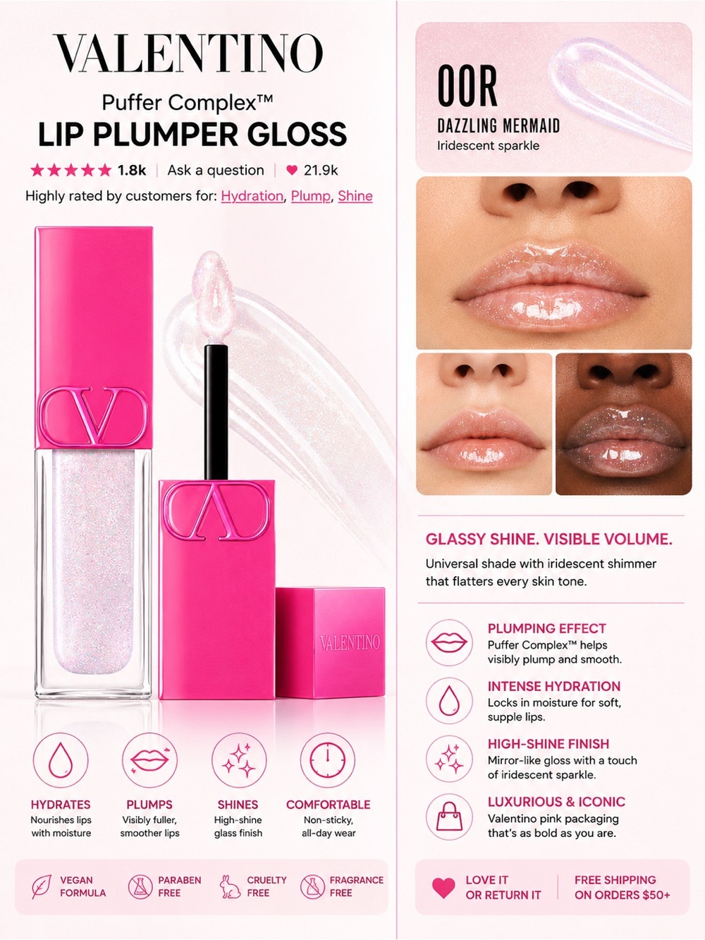 Valentino Lip Plumper Gloss — 00R Dazzling Mermaid